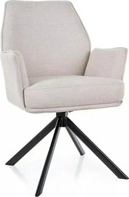 Scaun rotativ HUGO, bej deschis/negru, stofa clasica/metal, 58x60x90 c
