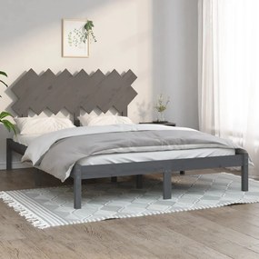 Cadru de pat, gri, 150x200 cm, lemn masiv, King Size 5FT Gri, 150 x 200 cm