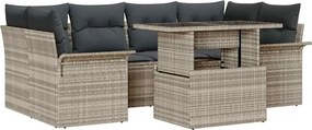 vidaXL Set de canapele pentru grădină 7 pcs Gri deschis Rattan poli