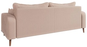 Canapea bej cu tapițerie din catifea reiată 220 cm Beata – Ropez