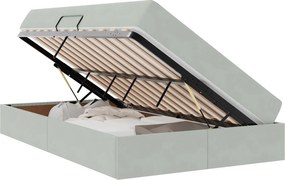 vidaXL Pat cu saltea și spațiu de depozitare Gri deschis 120 x 200 cm