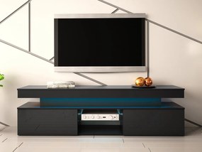 Dulap TV Lesteralo 2D 190 (Negru + lucios negru) (cu iluminat LED albastru). 1106178