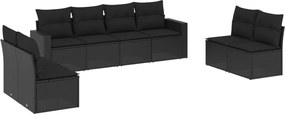 vidaXL Set mobilier de grădină cu perne, 8 piese, negru, poliratan