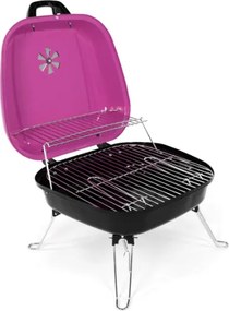 Grătar portabil de cărbune BBQ - roz