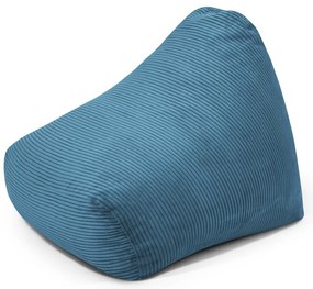 Fotoliu puf pentru copii albastru cu tapițerie din catifea reiată Snug 80 – SLOWDOWN