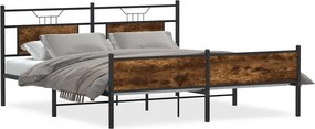 vidaXL Cadru pat metalic fără saltea, stejar fumuriu, 160x200 cm