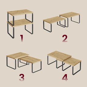 Set 2 rafturi de bucatarie MARZO, stejar artisan/negru