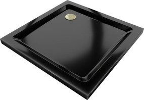 Mexen Flat cadă pătrată slim 90 x 90 cm, negru, sifon auriu - 40709090G