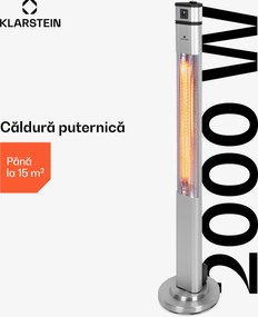 Blumfeldt Heat Guru Plus, încălzitor cu infraroșu, 2000 W, 3 trepte de încălzire, telecomandă, argintiu