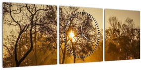 Tablou cu răsăsrit de soare (cu ceas) (90x30 cm)