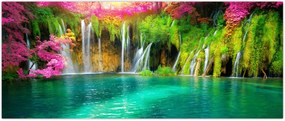 Tablou - Cascada, Lacurile Plitvice, Croația (120x50 cm)