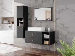 Mobilier baie Kiago II (Negru mat + Marmură Negru + auriu) . 1103955