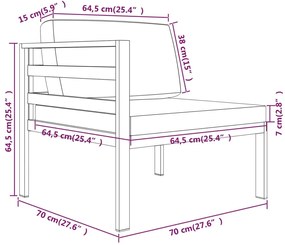 Set mobilier de gradina cu perne, 6 piese, antracit, aluminiu 4x mijloc + 2x colt, 1