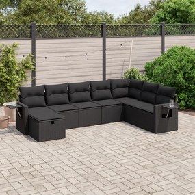 3263891 vidaXL Set mobilier de grădină cu perne, 8 piese, negru, poliratan