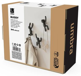 Cârlige 3 buc. de montat pe perete din plastic Buddy – Umbra