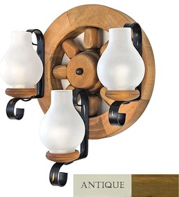 Aplica de perete rustica fabricata manual din lemn Roata WOOD-RO-AP3