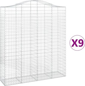 vidaXL Coșuri gabion arcuite, 9 buc, 200x50x220/240cm, fier galvanizat