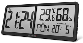 ELDONEX ECL-1110-BK - Ceas digital de perete TimeCheck, 4 baterii AA, negru