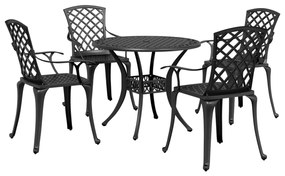 3216335 vidaXL Set mobilier de grădină, 5 piese, negru, aluminiu turnat