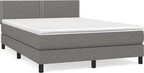 vidaXL Pat box spring cu saltea, gri închis, 140x190 cm, textil
