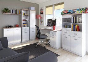 Comodă 1D4S, alb/stejar sonoma, TOPTY TYP 12