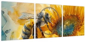 Tablou - Albină, acuarelă (cu ceas) (90x30 cm)