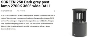 Mini Stalp LED iluminat exterior simetric 360º wide IP65 SCREEN 25cm 2700K DALI