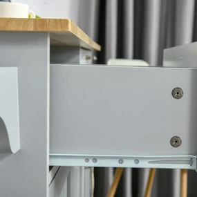 HOMCOM Cărucior Bucătărie Gri, Design Multifuncțional cu 2 Sertare, 3 Uși, 4 Roți, din Lemn și MDF, 121x46x91cm | Aosom Romania