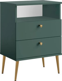 Noptieră cu 2 sertare, verde/auriu, IGNE TYP 2
