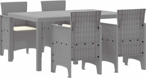 vidaXL Set de masă pentru grădină 5 pcs Gri deschis Ratan Polt