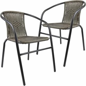 Set de scaune de grădină, stivuibile, gri închis, 2 buc