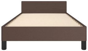 Cadru de pat cu tablie, maro, 100x200 cm, piele ecologica Maro, 100 x 200 cm, Culoare unica si cuie de tapiterie