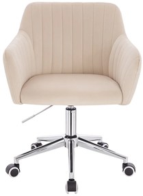 HR190K Scaun Crem din Catifea cu Bază Cromata