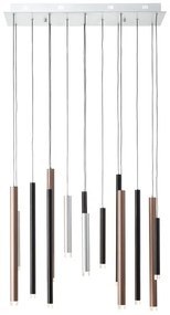 Brilliant CEMBALO - lustru suspendat LED dimabil, 60W, 230V, crom/negru/maro