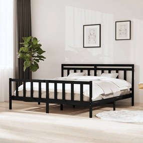 3100982 vidaXL Cadru de pat, negru, 200x200 cm, lemn masiv