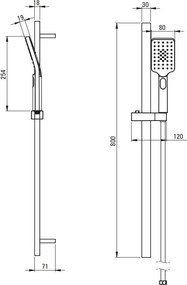 ALPINIA Set de duș, para de dus cu 3 funcții și bară finisaj crom NGA_052K