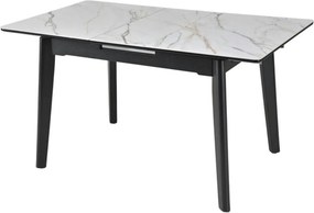 Masa extensibila OSTEN, alb cu efect de marmura/negru, 140/180x80x76 c