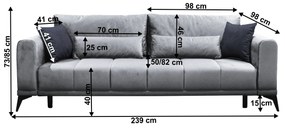 Canapea extensibilă, gri deschis/ gri, GRACE BIG SOFA