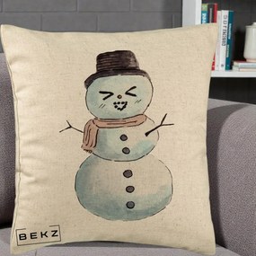 Perna Decorativa Om de Zapada Kawaii Haios, 40x40 cm, Bej, Husa Detasabila, Perna Inclusa, BEKZ®