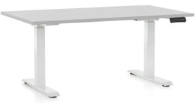 Masa inaltime reglabila OfficeTech D, 140 x 80 cm, bază albă, gri deschis