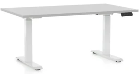 Masa inaltime reglabila OfficeTech D, 140 x 80 cm, bază albă, gri deschis
