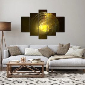 Tabloul cu spirala abstractă în galben (150x105 cm)