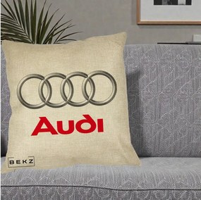 Perna Personalizata cu emblema Audi, 40x40 cm, Crem, Husa Detasabila, Perna Inclusa, BEKZ®