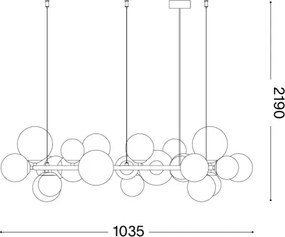 Ideal Lux - Lustru LED suspendat pe cablu PERLAGE 25xG9/3W/230V 110 cm auriu/alb