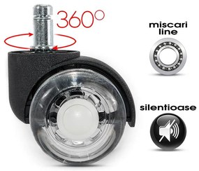 Role duble transparente din silicon pentru scaun de birou