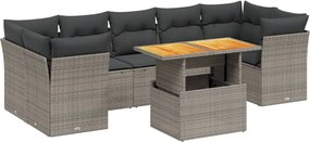 vidaXL Set canapele de grădină cu perne, 8 piese, gri, poliratan