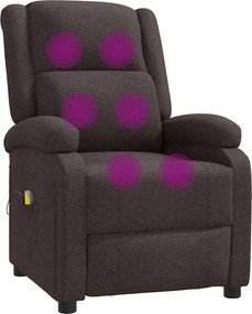 vidaXL Fotoliu de masaj spătar aripi, maro închis, material textil