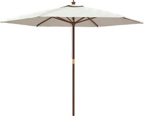 vidaXL Umbrelă de soare de grădină stâlp din lemn, nisipiu, 299x240 cm