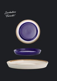 Set 4 Farfurii Sarbatori (2 Farfurii mari 25cm Sand Dune, 2 Farfurii mici 20cm Cobalt)