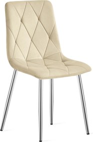 Set 4 Scaune Bucatarie/Dining Fido, Picioare Cromate, Catifea Bej